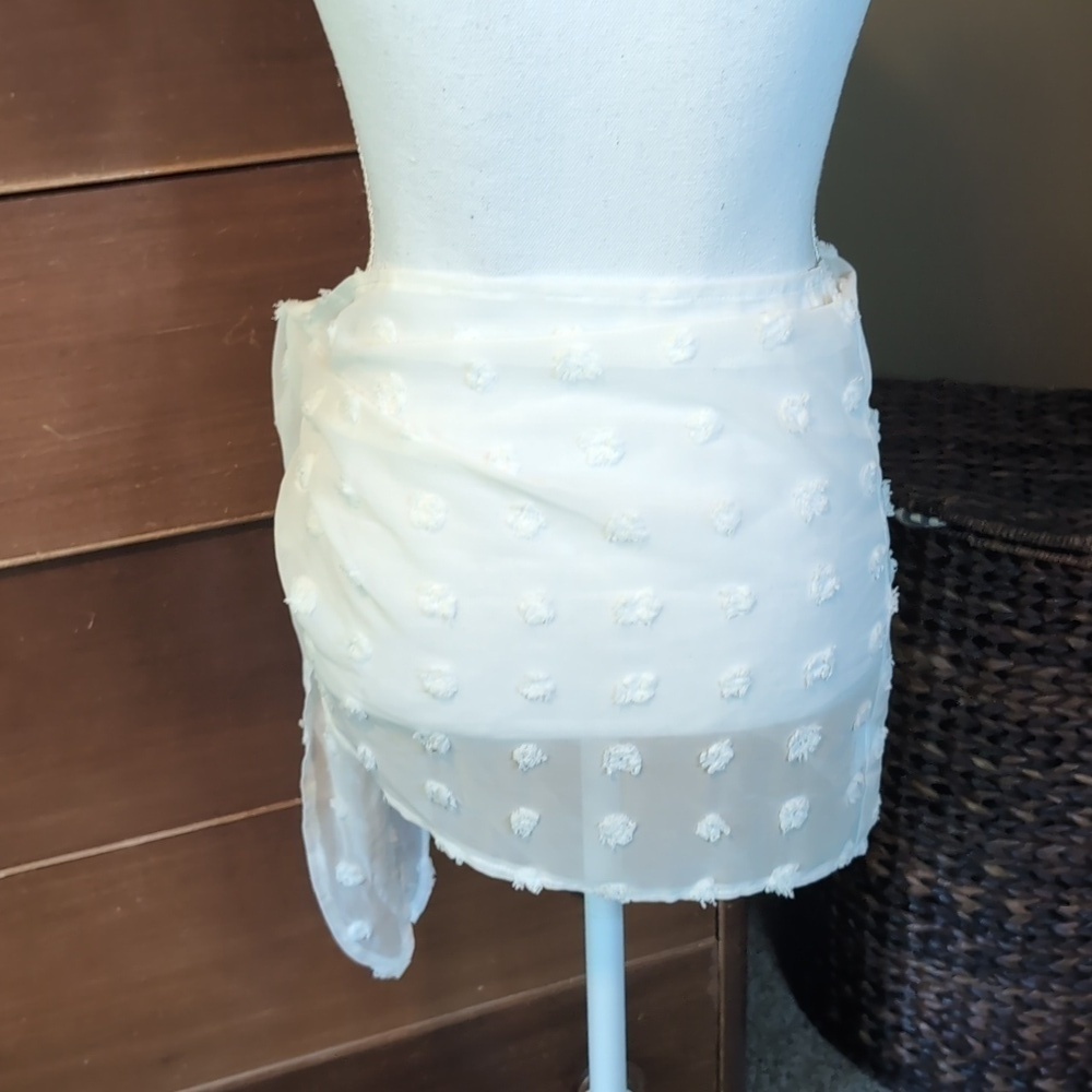 Sarong Coverups Short White Chenille Bubbles XL - Picture 5 of 12